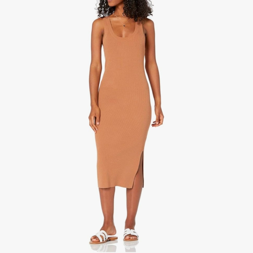 The Drop Yasmin Rib Midi Sweater Tank Dress